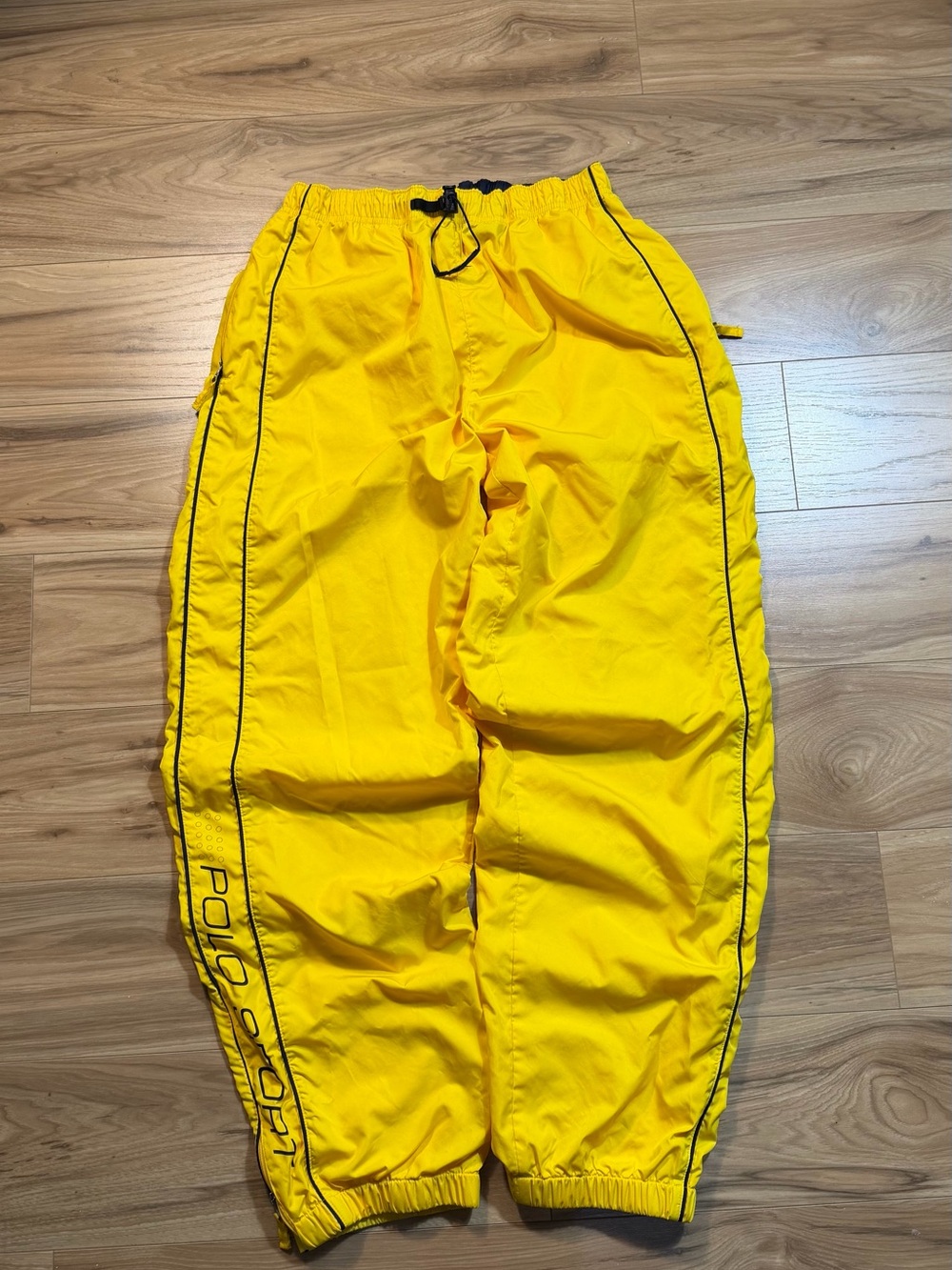 Yellow Nylon Track Pants with Side Logo